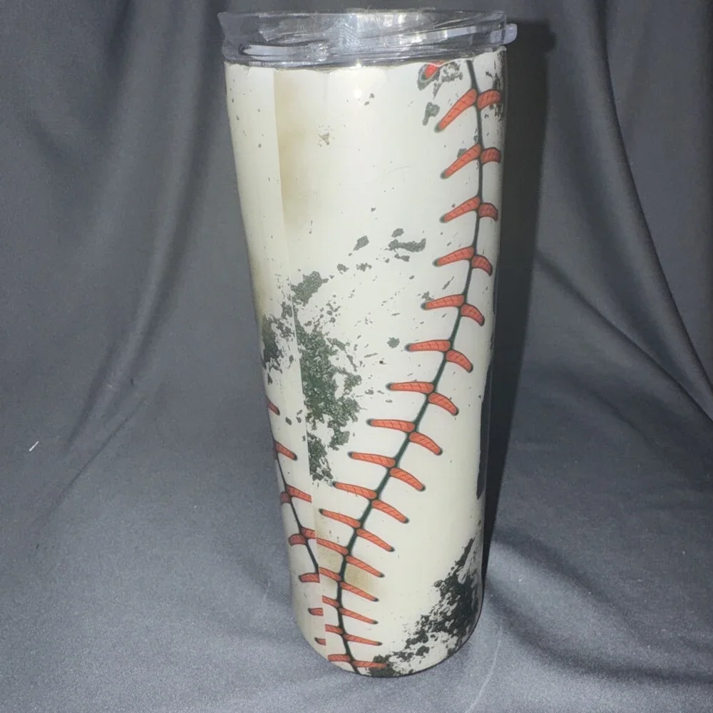 RUB SOME DIRT ON IT Baseball Tumbler, Novelty Pattern, White/Black/Red